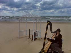 silver beach, st. joseph, michigan, wedding and harp music