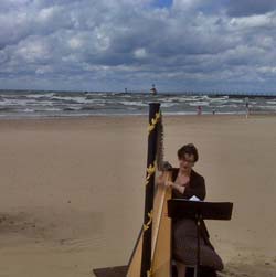 silver beach, st. joseph, michigan, wedding and harp music